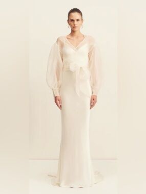 Shona Joy La Lune Lia Silk Organza Wrap Blouse - Ivory